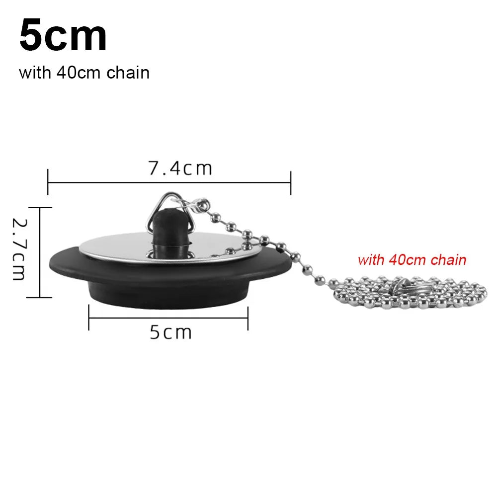 1Pcs Durable Rubber Tub Stopper Universal Silicone Bath Tub Drain With Hanging Ring With Chain Bathtub Plug Bathtub Accessories Quake 5cm
