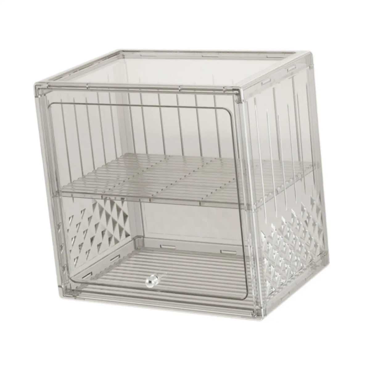 Glass Water Cup Holder Double Layer Bread Box Clear Sturdy Storage Bin with Lid for Breakroom Bathroom Coffee Shop Household Quake