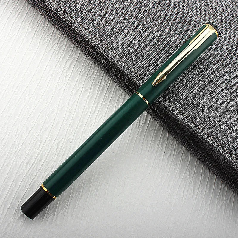 Metal Green Luxury Ink Ballpoint Pen, Black Ink Medium Point 0.5mm Smooth Writing Metal Ball Point Pen Signature Pen Quake 801-2