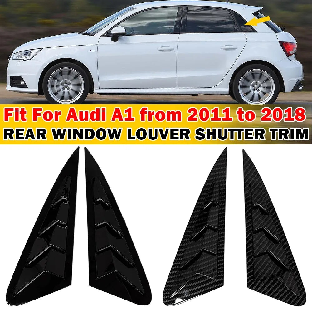 For Audi A1 2011-2018 Car Rear Louver Window Side Shutter Cover Trim Sticker Vent Scoop ABS Carbon Fiber Black Accessories Parts Quake