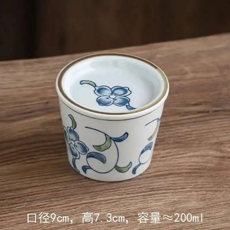 Vintage Ceramic Steamed Egg Cup With Lid Breakfast Steamed Egg Soup Water Separation Stew Cup Dessert Snack Bowl Quake 3