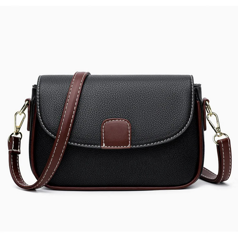 Brand Design PU Leather Handbags Women Fashion Simple Crossbody Bags Ladies Luxury Advanced Sense Shoulder Bag Quake black