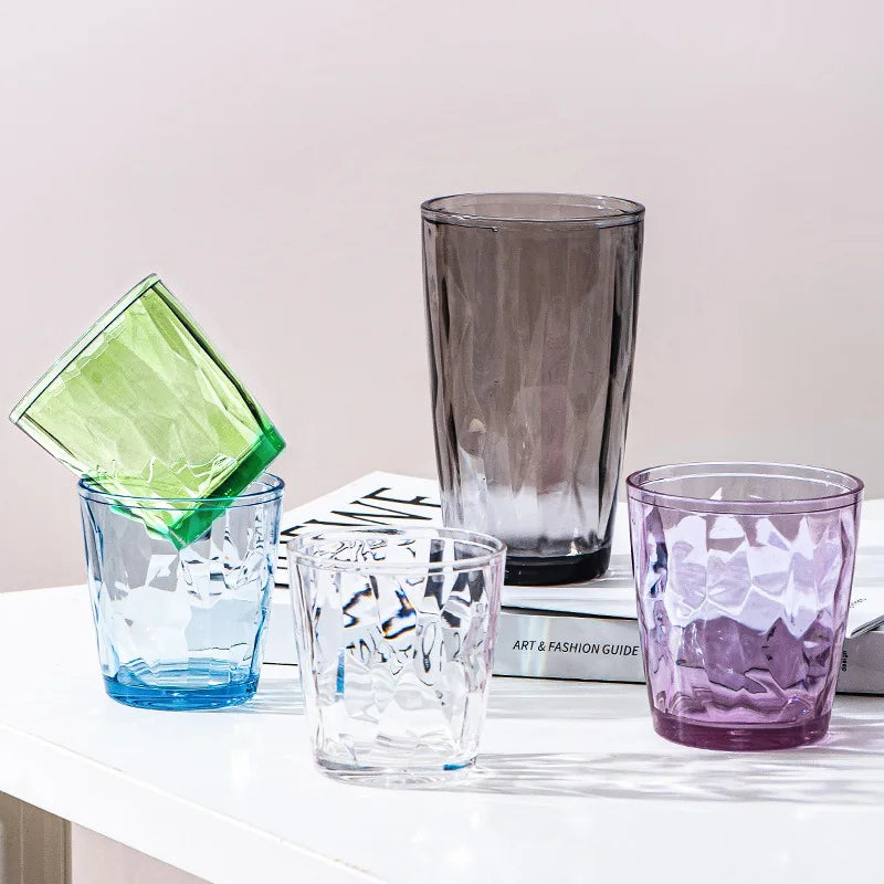 1PC Acrylic AS water cup Household color plastic cup gargle beer cup Restaurant juice cup drop resistant reusable Quake