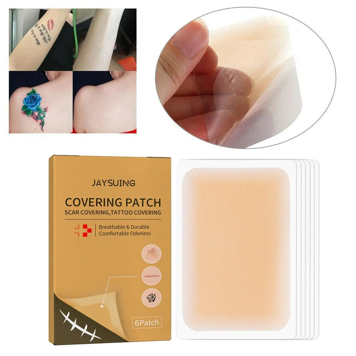 6 patch Waterproof Tattoo Film Concealing Acne Tattoo Up Compression Accessories Flaw Ultra Thin Patch Tattoo Scar Cover Tapes Quake