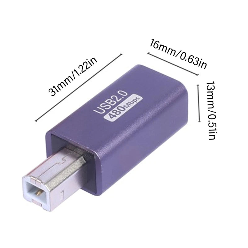 USB/USB B/Type C/Minis USB/MicroUSB Male Male Convert Connectors Support Data & Charging for Printers/Scanner K1KF Quake