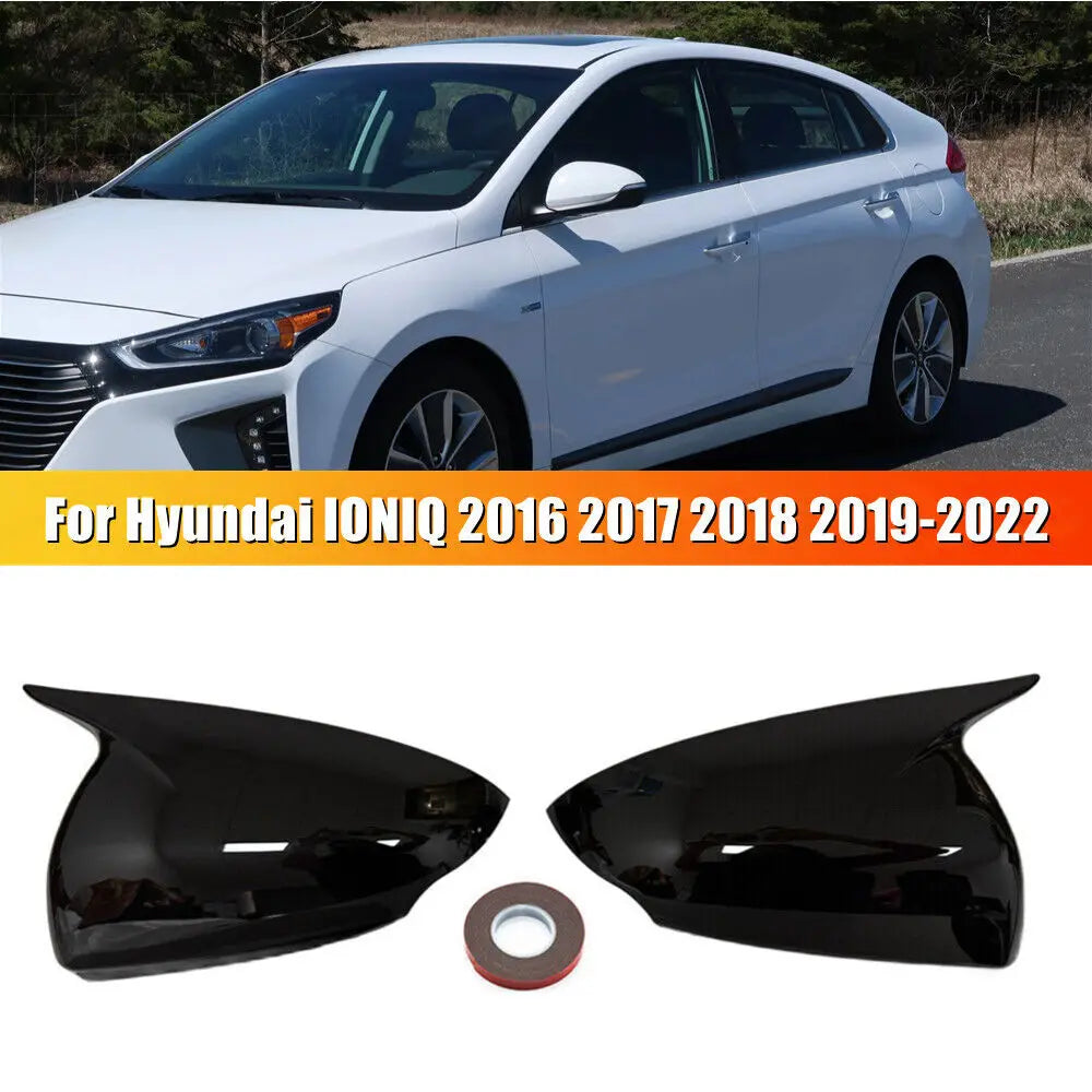 For Hyundai IONIQ 2016-2022 Car Sticker Rearview Side Mirror Cover Wing Cap Exterior Door Rear View Case Trim Carbon Fiber Look Quake