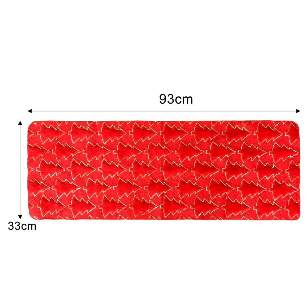 Christmas Plush Table Runner 3D Xmas Tree Pattern Tablecloth New Year Dinner Table Cloth Cover Home Festival Party Decorations Quake