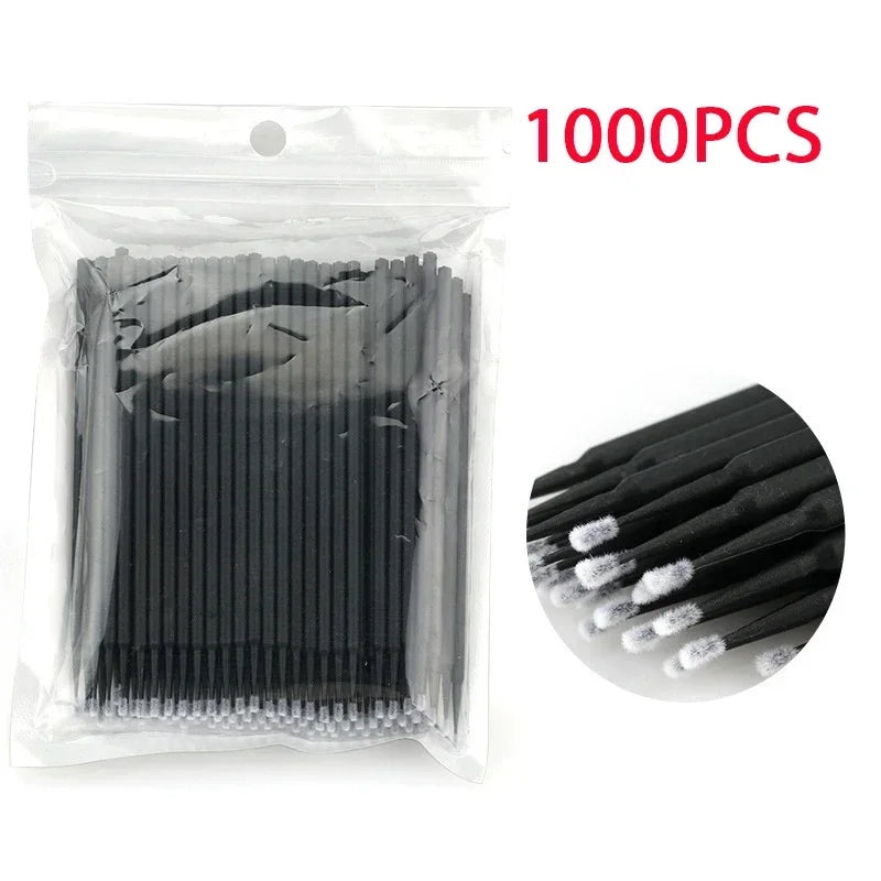 vvocci Disposable Microbrush Eyelash Extension Tools 500/1000pcs - Crystal Swab Lash Grafting & Removal Applicators Quake M94 1000PCS Black
