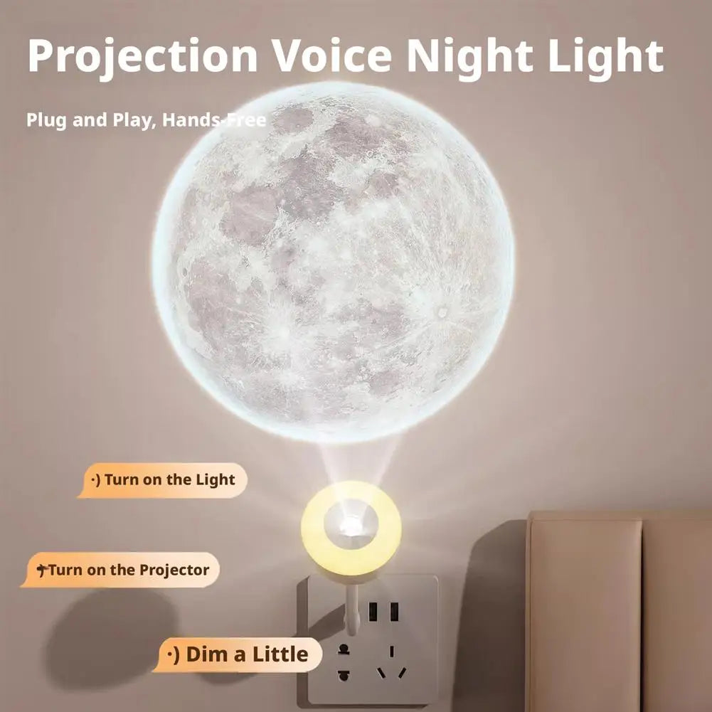Smart Voice Control Starry Sky Moon Projector Night Light Romantic LED Bedside Lamp with Remote Timer for Bedroom Decor Quake