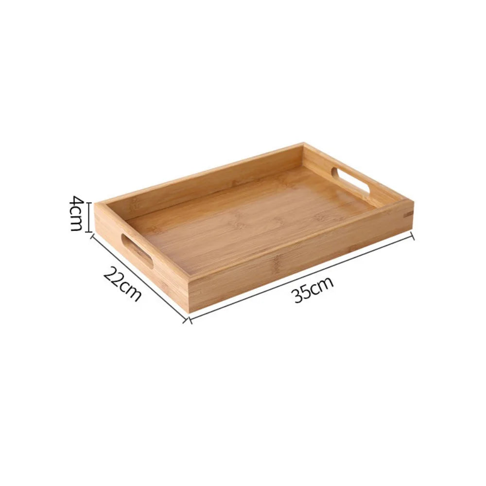 New Rectangular Storage Tray household Solid Wood Tea Tray Bamboo Water Cup Plate Home Living Room Quake 35-22-4cm