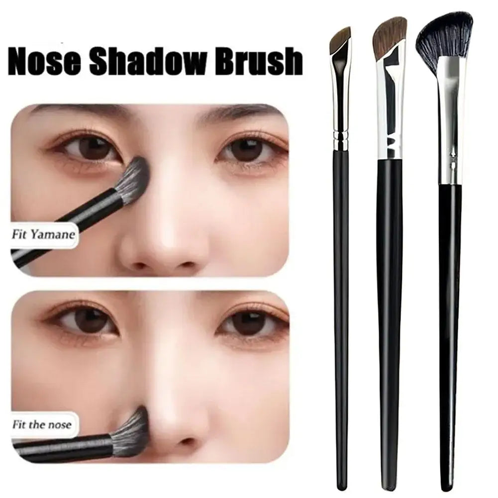 3PCS Nose Brush Set Nose Contour Brush Sculpting Half Fan-Shape Nose Shadow Brush Angled Concealer Brush Under Eye Cosmetics Quake