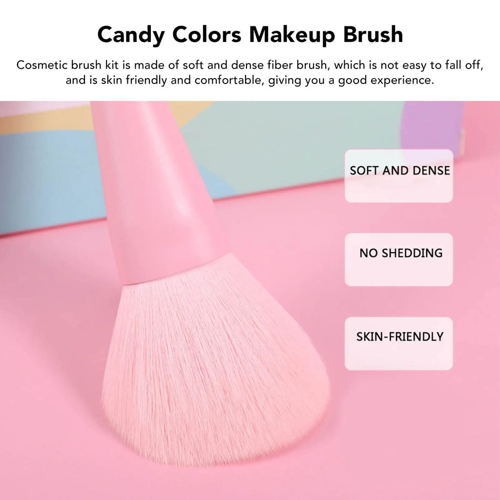 17pcs Soft Candy Colored Makeup Brush Set for Application During Parties, Dates, Outdoor Events - Loose Powder, Painting, Detail Quake