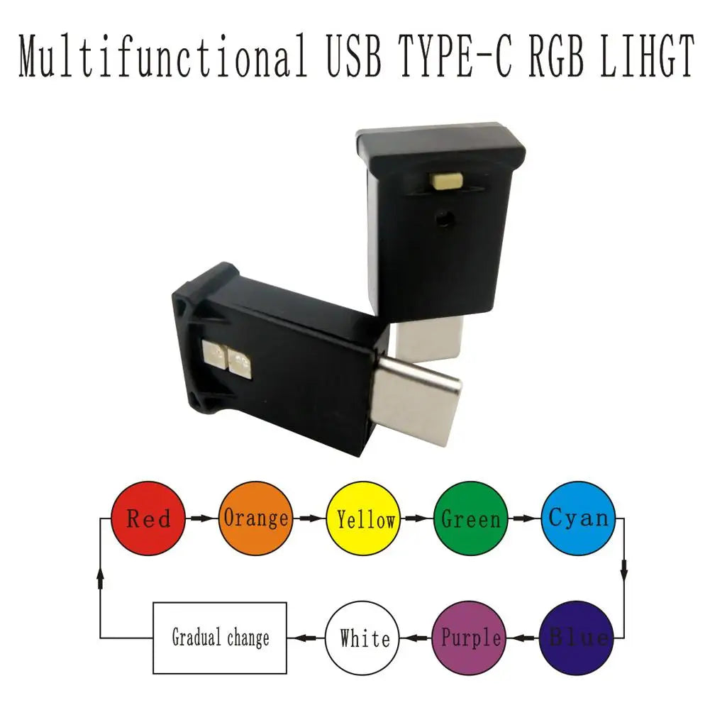Mini Car Ambient light Type-C LED RGB Light Brightness Color Adjustable Lamp Low-power RGB Multi-function High-bright Quake
