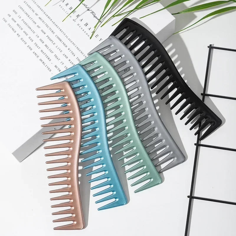 Wide Tooth Plastic Curly Hair Barber Salon Hairdressing Comb Oil Head Men Professional Back Hollow Comb Styling Tool Accessories Quake