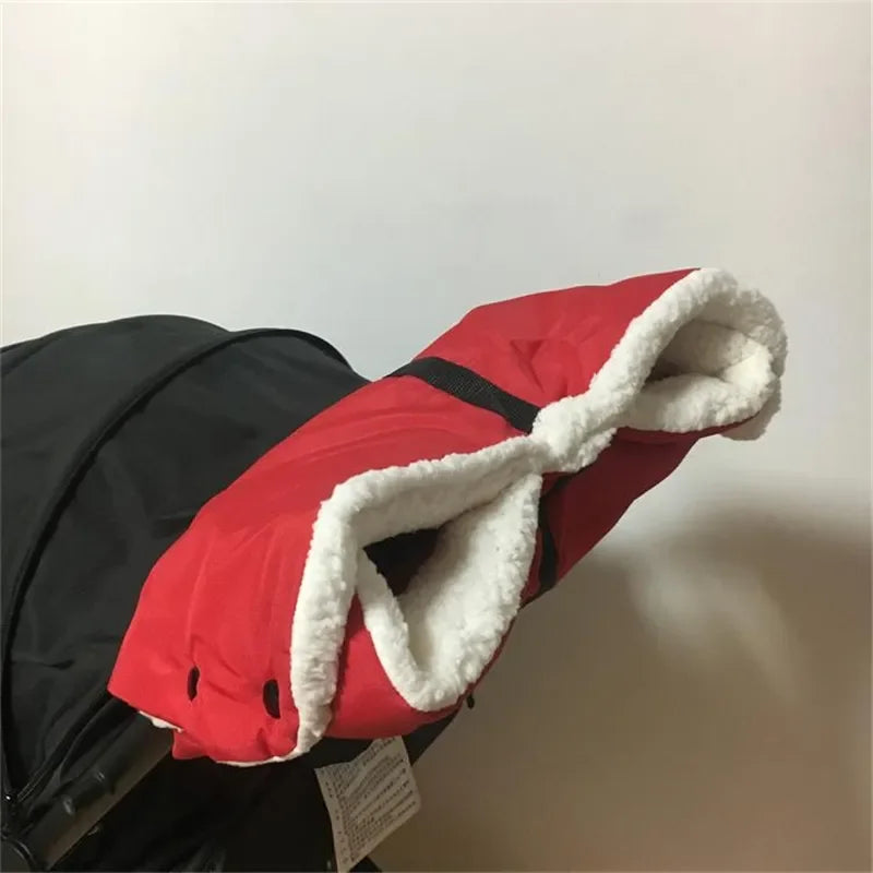 vvocci Universal Winter Warm Stroller Gloves Wind and Waterproof Newborn Baby Push Chair Glove Baby Stroller Accessories Quake B115 Red