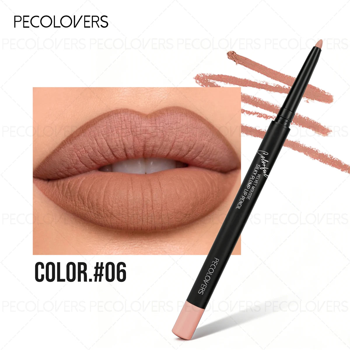 Matte Lip Liner, Natural Lipstick Pen for All Light Types, Accurate Defind Lip Lines, Nude Pink Beige Red Tones, Daily Makeup Quake 06