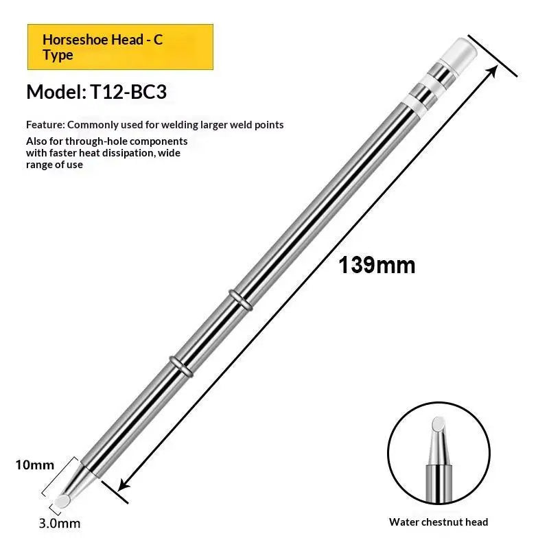1Pcs T12 Multiple Styles Integrated Soldering Iron Tips Fast Heat Conduction Easy Tinning For DIY Electronic Repair Projects Quake T12 BC3