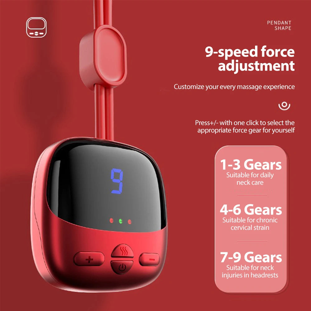 Mini Hanging Neck Massager EMS Muscle Massager Portable Hot Compress Neck and Cervical Spine Massager SPA Relaxation Treatment Quake