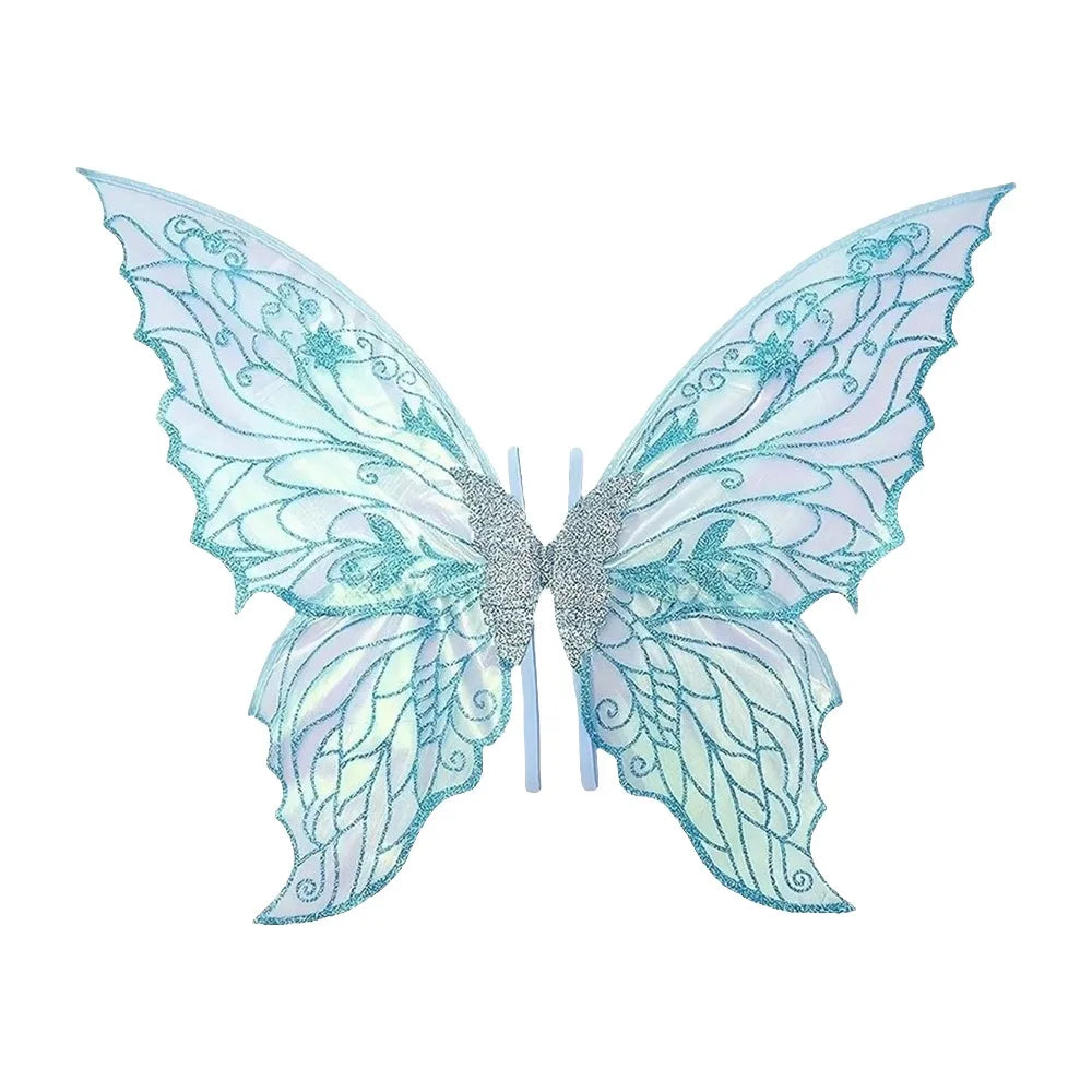Cute Princess Angel Wing Fairy Wings Organza Dress UP Angel Wings Sparkling Cicada Wing for Women Girls Quake Blue