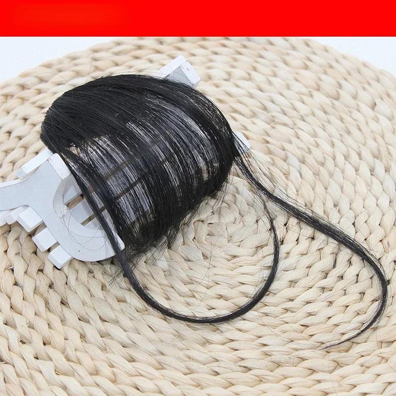 Korean Fake Air Bangs Hair Clip-In Extension Synthetic Fake Fringe Natural False Hairpiece for Women Girls Hair Clip in Bangs Quake natural black 1