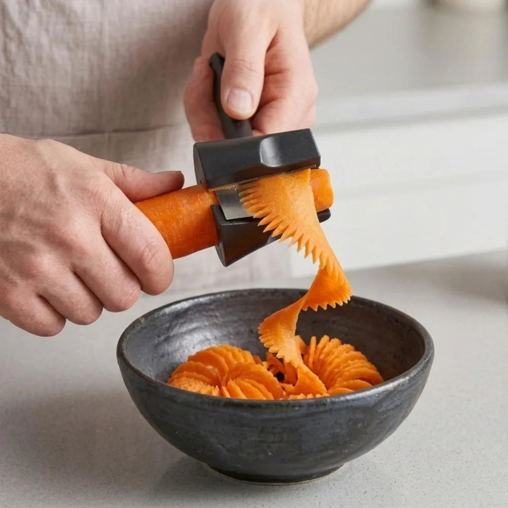 Carrot Spiral Carving Device Vegetable Fruit Carving Tools Two Carving Styles Carrot Cucumber Sharpener for Garnishing Design Quake