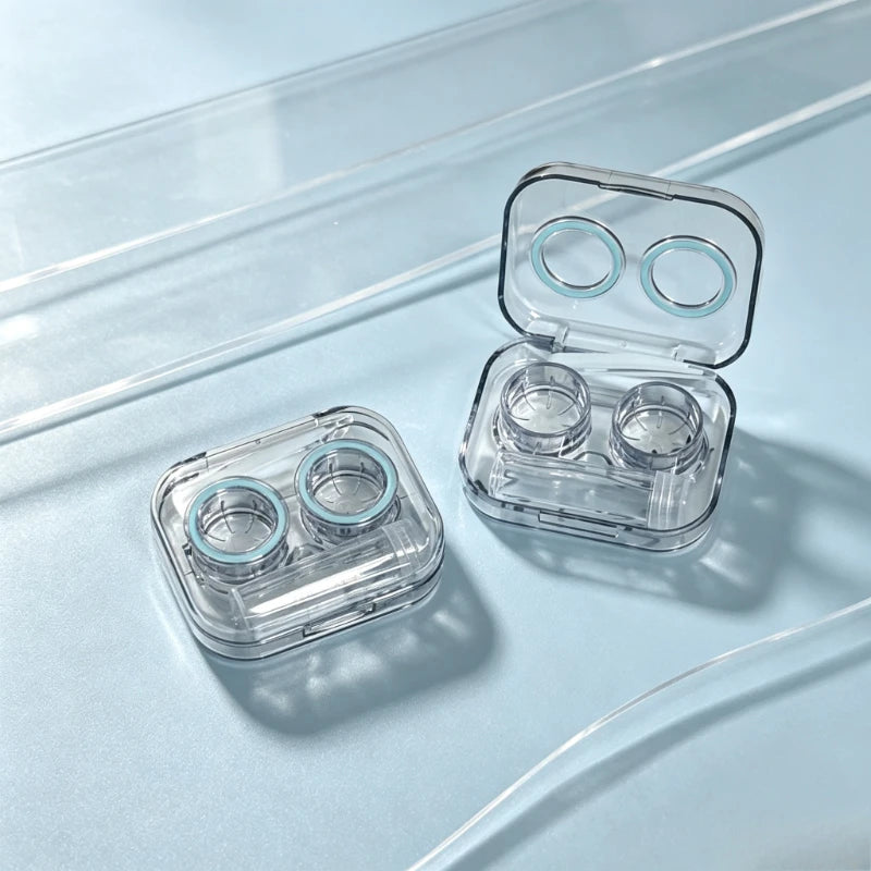Portable Transparent Mini Contact Lens Case Integrated Twist-Free Cap Colored Lens Storage Box Compact Travel Eyewear Container Quake