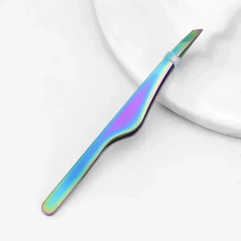 Gold Silver Black Stainless Steel Hair Removal Tweezers Eyebrow Tweezers Slant Tip Makeup Tools Point Tip Flat Tip Rose Cosmetic Quake M385 multicolour