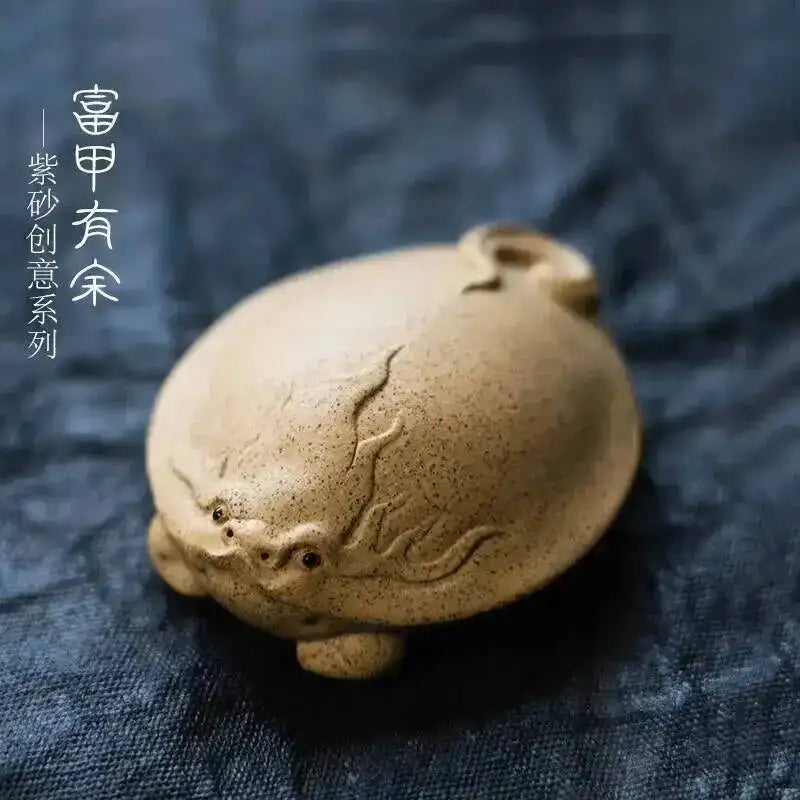 Yixing Zisha Tea Pet Turtle Tea Play Tea Ceremony Creative Ornament Duan Mud Rich Armor World Turtle Can Be Raised Tea Set Quake