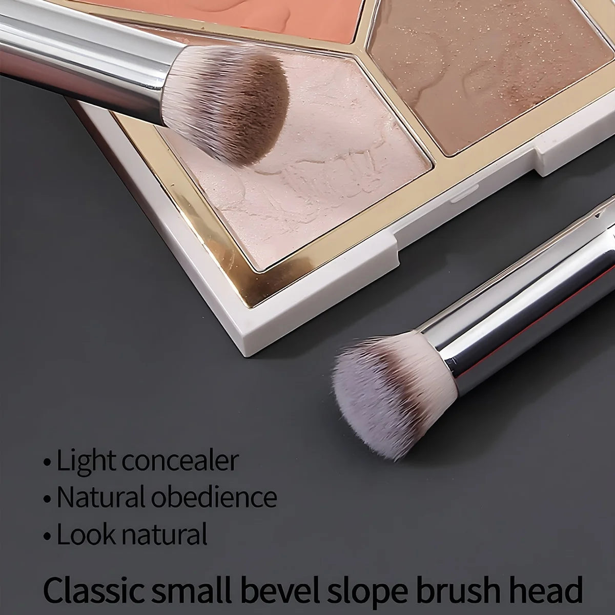 1pc Concealer Brush, Round Blush Brush, London Brush, Portable Facial Makeup Brush, Suitable for Beginners, Seamless Application Quake