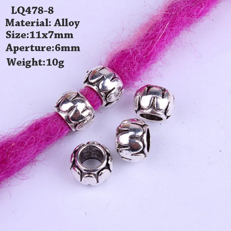 5 Pcs Hair Braids Reggae Dirty Braid Decorative Beads Styling Tools Silver Gold Dread Dreadlock Beads Rings for Hair Accessories Quake LQ478-8