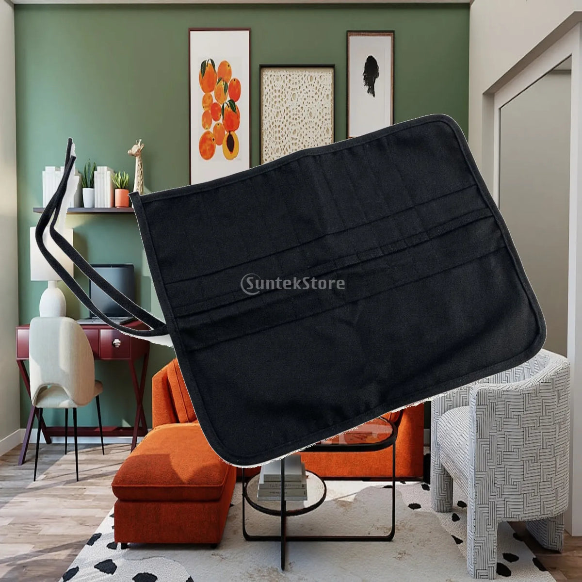 Durable Canvas Pencil Case Heavy Duty Pencil Pouch for Art School Office Travel Storage Quake ArmyGreen