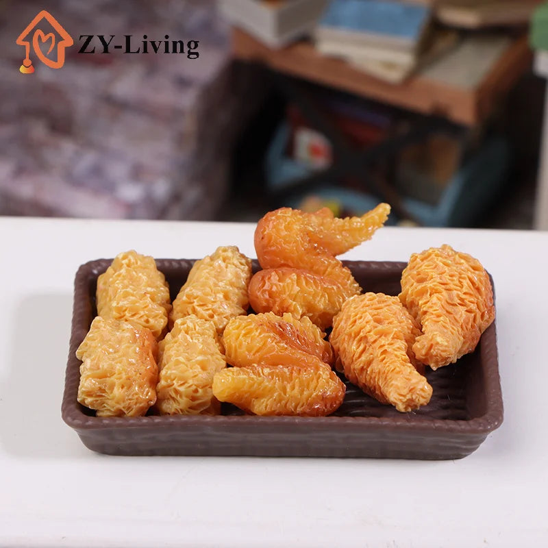 1Set Mini Simulation Fried Chicken Miniatures Food Doll House Decor DIY Supplies Model Food Ornament Toy Dollhouse Accessories Quake
