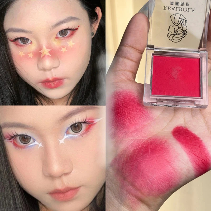 Matte Green, Monochrome, Christmas Brightening Eyeshadow Tray for Long-Lasting, Delicate Makeup, as a Blush, for All Skin Tones Quake red