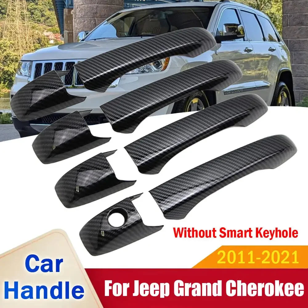 For Chrysler 300C 2005-2010 Car Sticker Carbon Fiber Style Silver Exterior Door Handle Moulding Cover Trim Decor Accessories ABS Quake