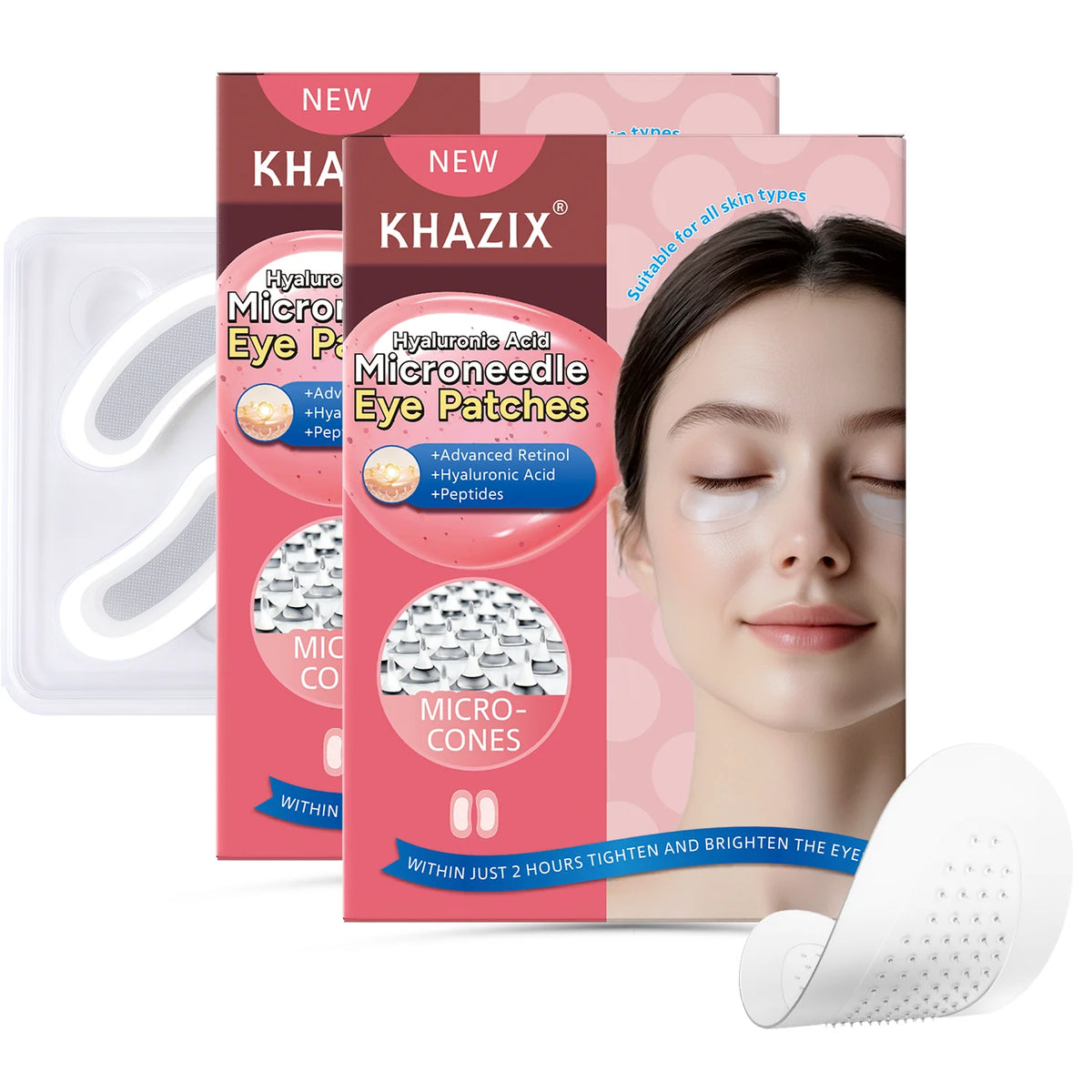 Retinol Microneedle Eye Patches with Hyaluronic Acid & Firming Peptides,for Forehead, Eye Area, Crow's Feet & Smile Lines,1Pair. Quake Clear