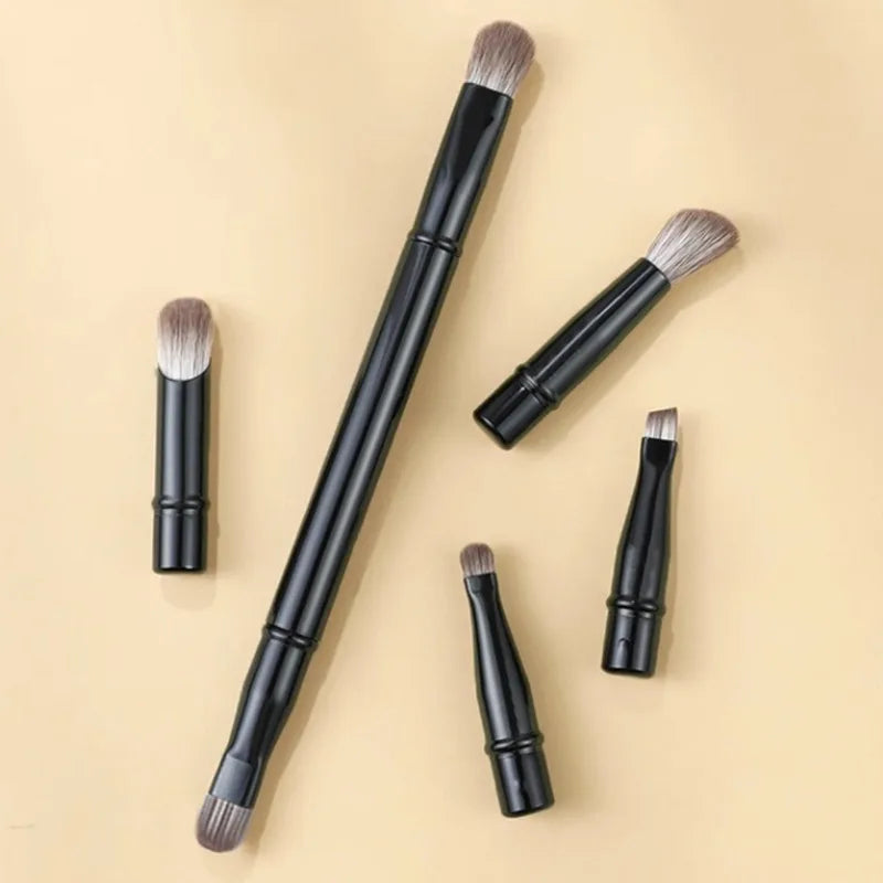 6pcs Portable Mini Makeup Brush Set with Detachable Travel Contour Concealer Brush,Eyeshadow Brush and Double-ended Makeup Brush Quake