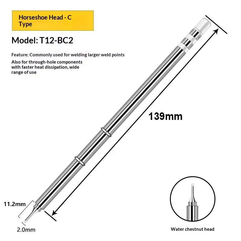 1Pcs T12 Multiple Styles Integrated Soldering Iron Tips Fast Heat Conduction Easy Tinning For DIY Electronic Repair Projects Quake T12 BC2