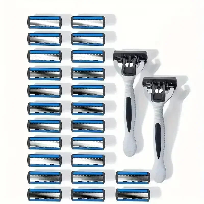 vvocci stainless steel razor tools hair removal Safety razor Men's manual razor 6-layer knife, replaceable razor head Quake