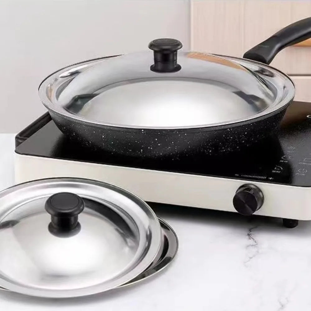 Durable Universal Pot Cover Round Stainless Steel Frying Pan Cover Knob 18-32cm Pot Lid Kitchen Accessories Quake