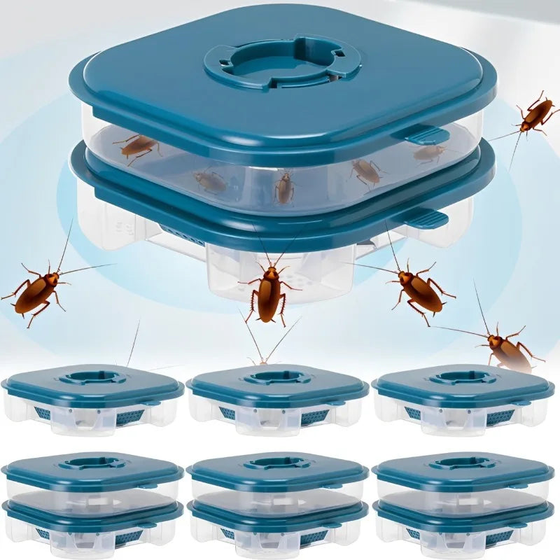 Efficient No-Bait Cockroach Trap Reusable Double-layer Insect Control Box for Roaches Spiders Ants Household Pest Catching Boxes Quake