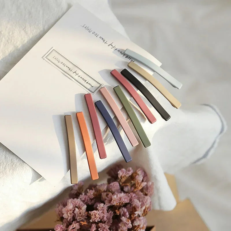 Simple Korean Fashion Hair Side Clip Women Girls Basic Bangs Fixed Hairpin Candy Color Matte Hair Styling Accessories Barrettes Quake