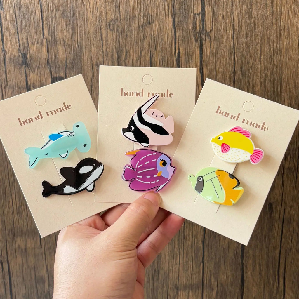 Cute Cartoon Small Fish Bangs Clip Summer Vacation Duckbill Clip Seaside Styling Accessories Acrylic Headwear for Women Girls Quake