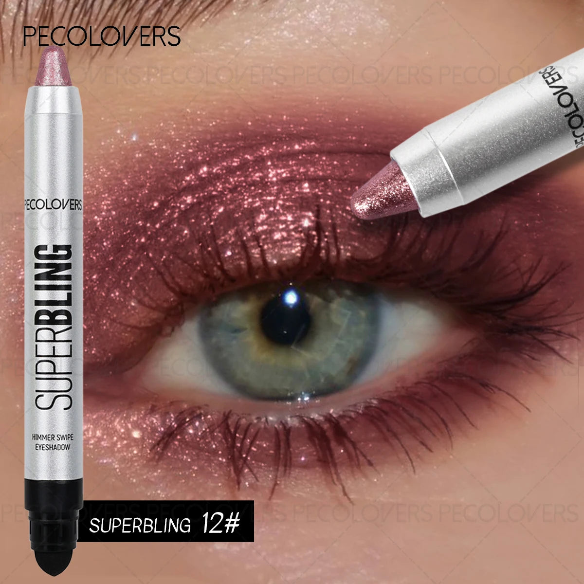 1 Pc High Color Rendering Shimmer Eyeshadow Pen, Shiny Colors Eye Shadow Stick, Eye-catching Eye Makeup, Music Festival Makeup Quake 12