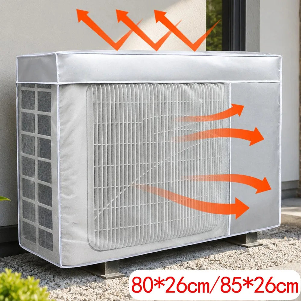 Air Conditioner Outdoor Unit Protect Cover Dustproof Waterproof AC Condenser Protector Breathable Mesh Cover with Elastic Bands Quake