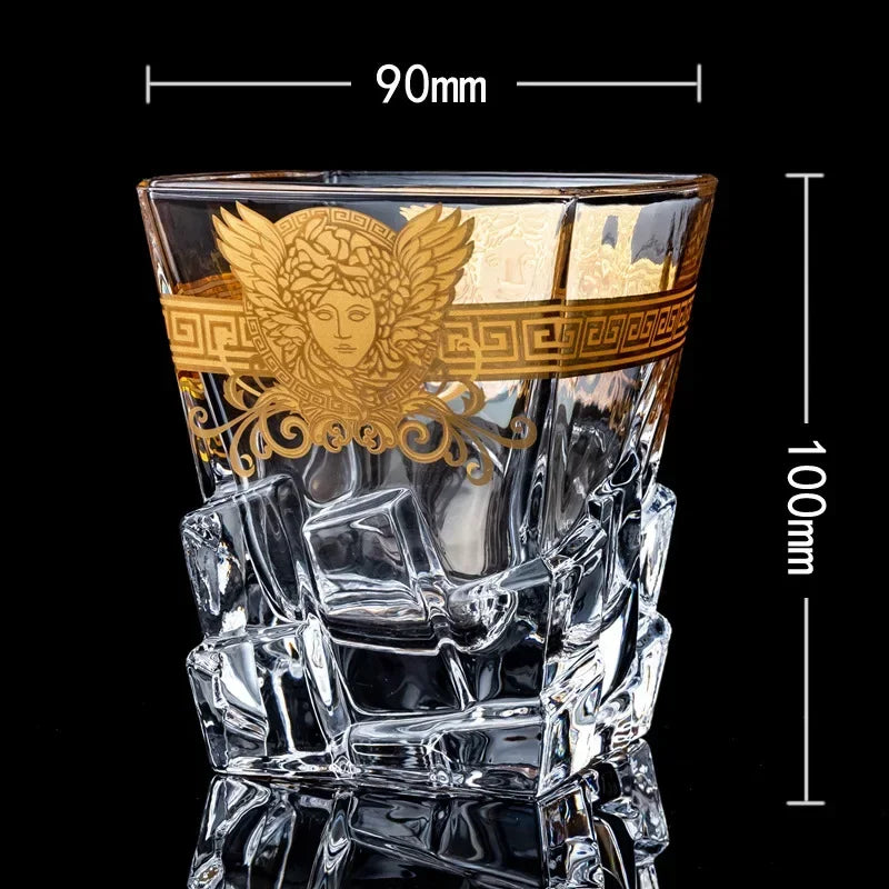 Creative Crystal Whiskey Glass Medusa Gold Portrait Glass Multi functional Beer Glass Bar Utensils Quake BB M