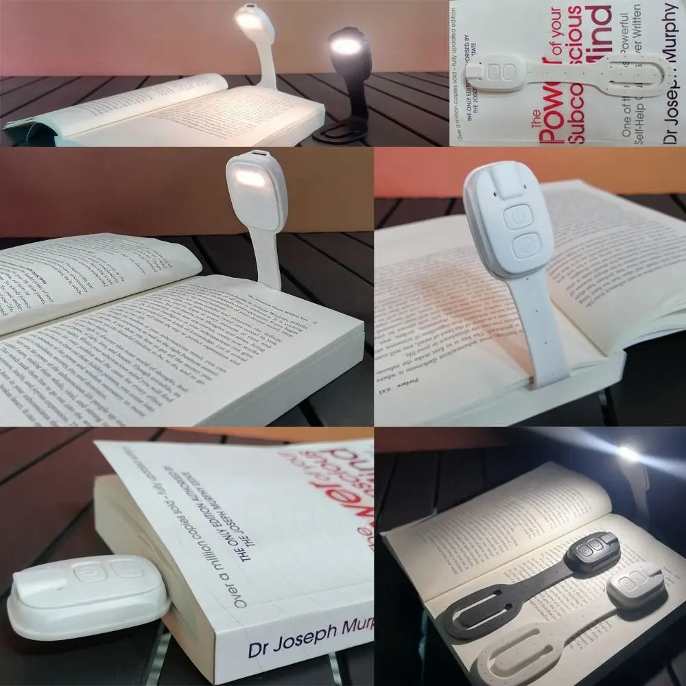 2-in-1 Clip-On Book Light Rechargeable Ultra-thin Mini Book Light with Dimmable Brightness Eye-Caring LED Reading Light Travel Quake