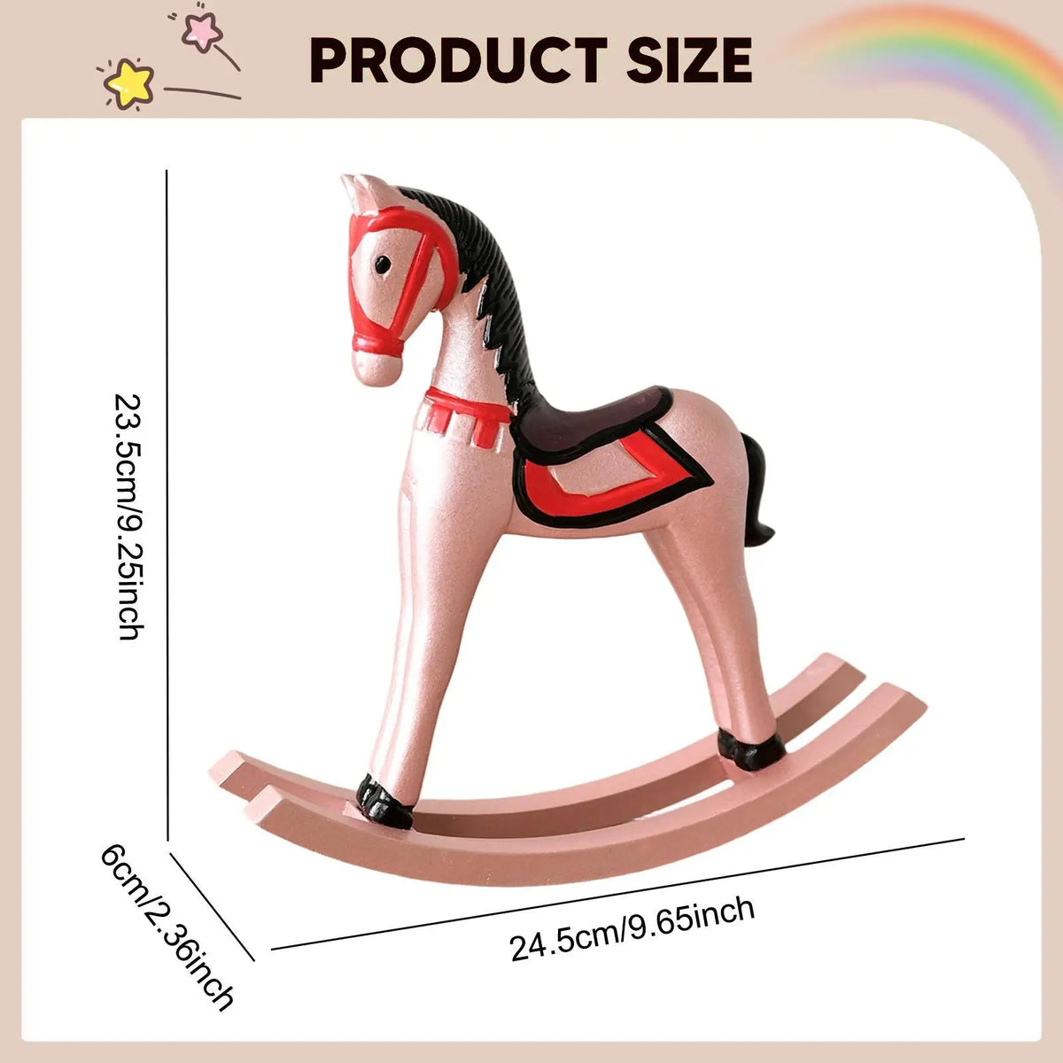 Wooden Rocking Horse Figurine Smooth Surface Tabletop Art Statue Sculptures and Figurines for Home Shelf Quake
