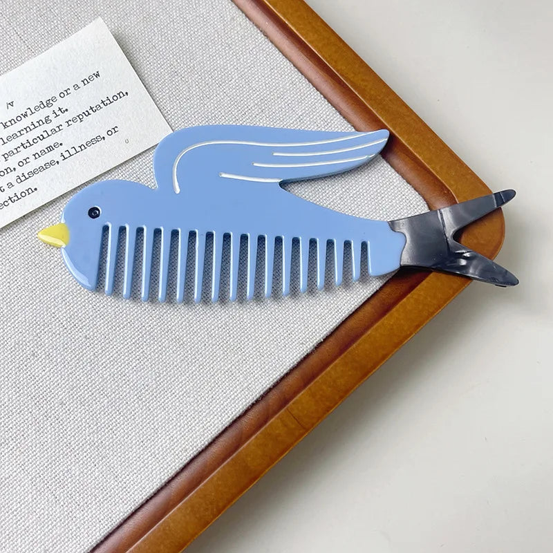 Acetic Acid Wide Tooth Comb Cute Cartoon Animal Detangling Hair Brush Dog Swan Pattern Small Pocket Comb Salon Hair Accessories Quake 5 12cmx4cm