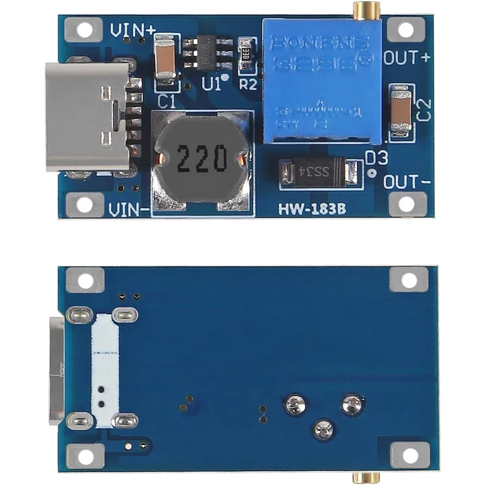 1pcs -MT3608 Adjustable Step Up Module Voltage Regulator Micro USB Type-c Plug 2V-24V to 5V-28V 2A Step-Up DC-DC Boost Converter Quake
