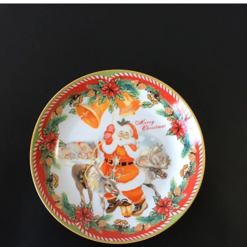 Christmas Ceramic Steak Plates Beef Dessert Dish Fruit Snack Cake Plate Tableware Quake